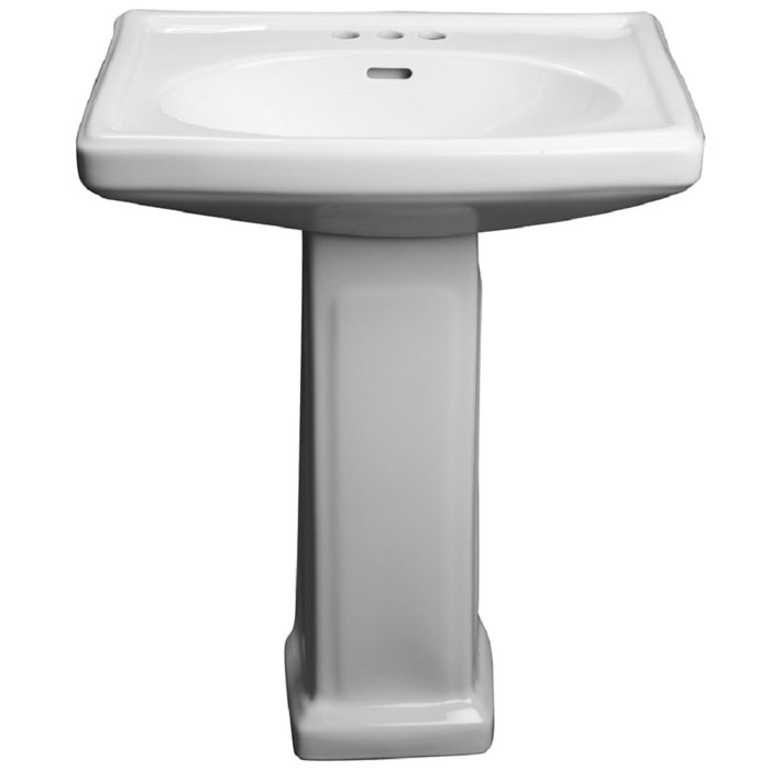 Proflo 8'' Tall White Vitreous China Rectangular Pedestal Bathroom Sink